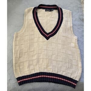 Lands End Sweater Vest Men Large Preppy Cricket Golf Preppy Polo 90s USA VTG‎